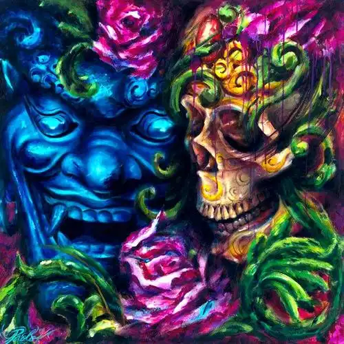 一个老兵 画的艺术画 很多骷髅.求图