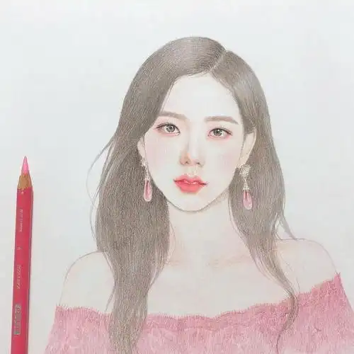 彩铅手绘美女人物肖像画,感觉自己恋爱了