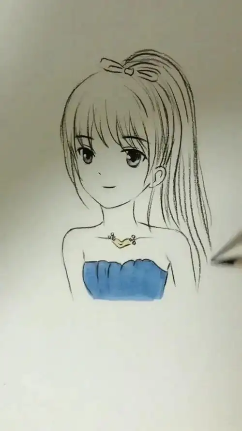 手工绘画:扎马尾的女孩真的超级好看了吧