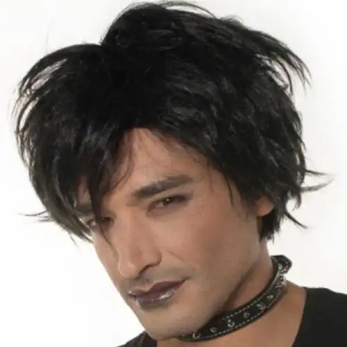 万圣诞节欧美舞台表演搞笑猫王黑色飞机头服装衣服男道具假发套装