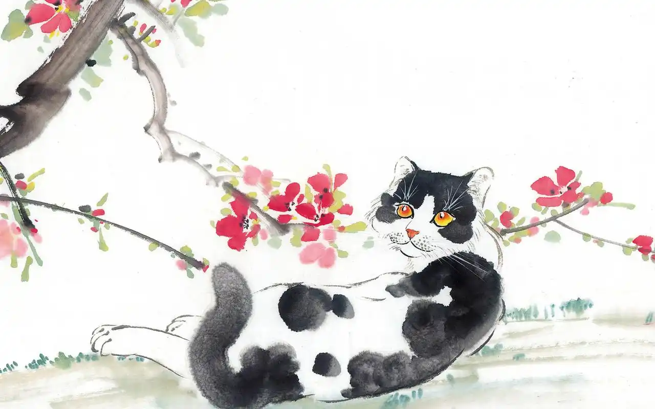 国画猫咪电脑桌面壁纸下载