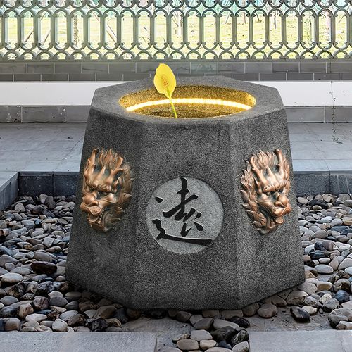 中式庭院水井古井景观装饰泉眼喷泉摆件风水轮招财聚财花园布置局