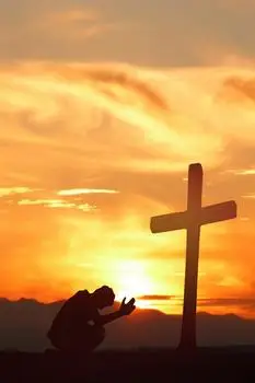 创意虔诚跪拜复活节背景