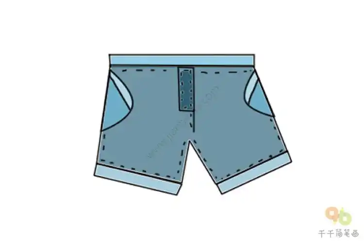 休闲牛仔短裤简笔画