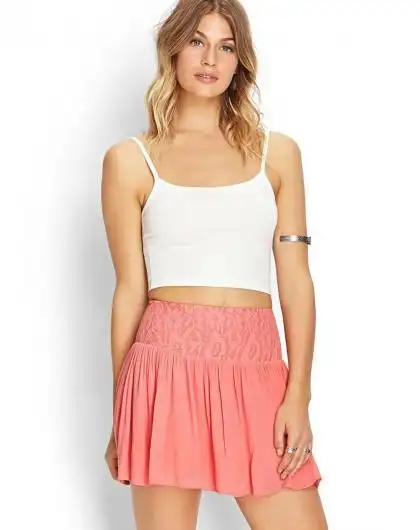 可爱蕾丝腰抽褶半身短裙