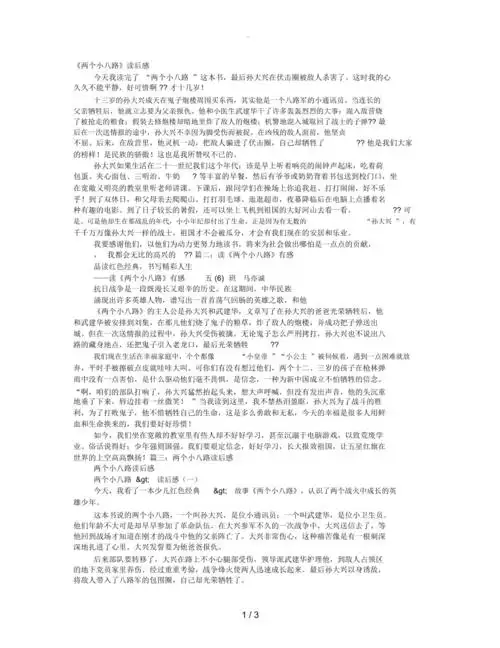 两个小八路读后感