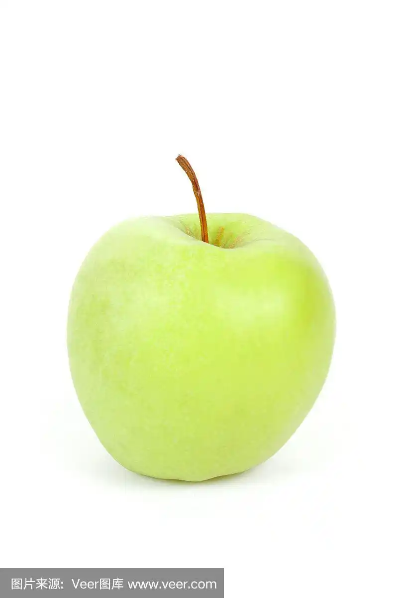 单个青苹果孤立在白色背景上