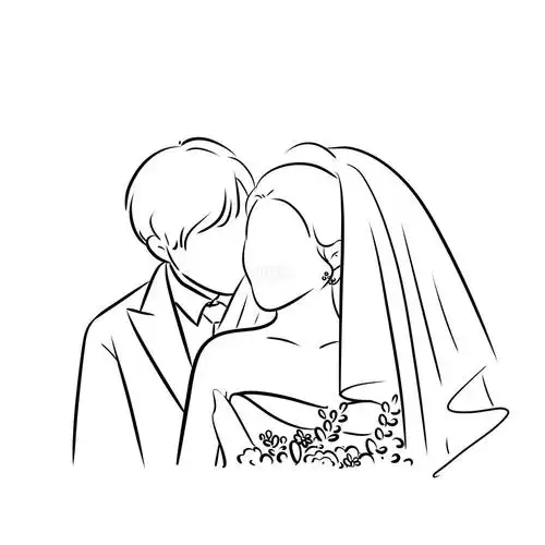 备婚线条简单的婚纱剪影