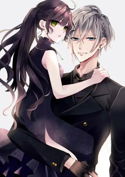 动漫情侣双人男女校园底图