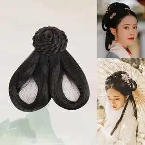 汉服头饰古装假发包女宋制日常搭配垂挂髻后压古风盘发仙女造型