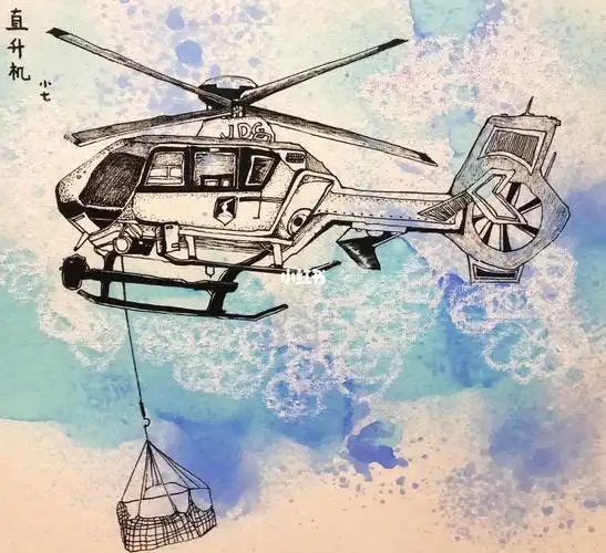 直升机 #飞机  #线描