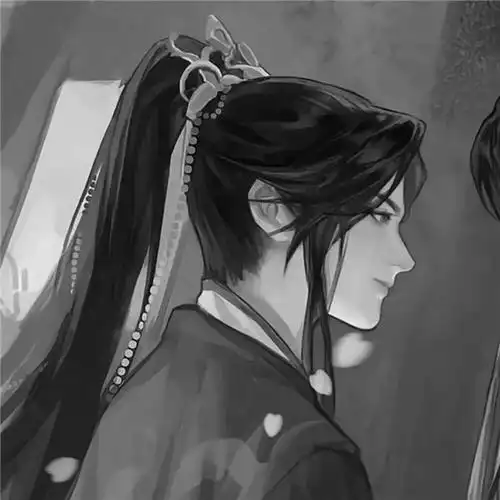 古风情侣头像漫画黑白