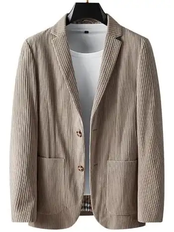 品牌男装西服男秋季新款英伦风时尚单件上衣休闲潮流灯芯绒西装外套