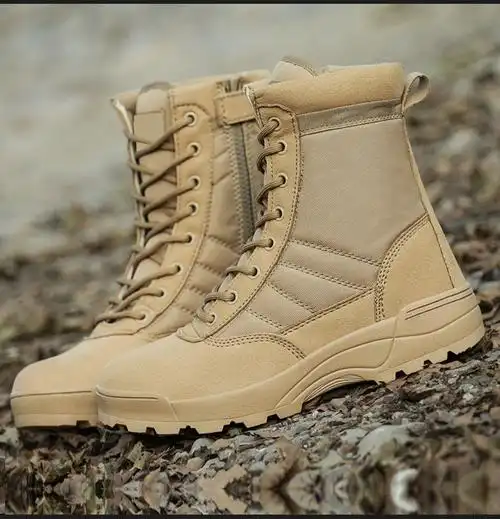 探跃 登山靴男秋冬季加绒高帮军靴作战靴超轻透气陆战靴作训靴防滑