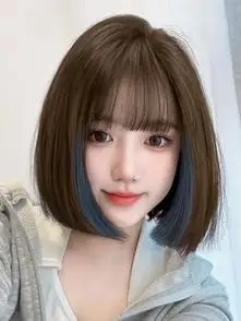 假发女款小清新挑染洋气减龄挂耳染波波头透气全头套氧气短发