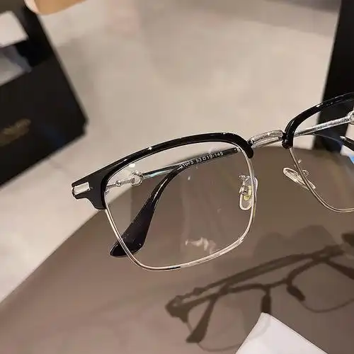 韩版复古气质半框平光男款素颜神器防蓝光眼眼镜架