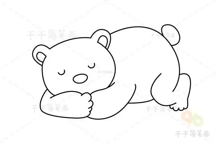 睡觉的北极熊简笔画简单易学陆地动物简笔画