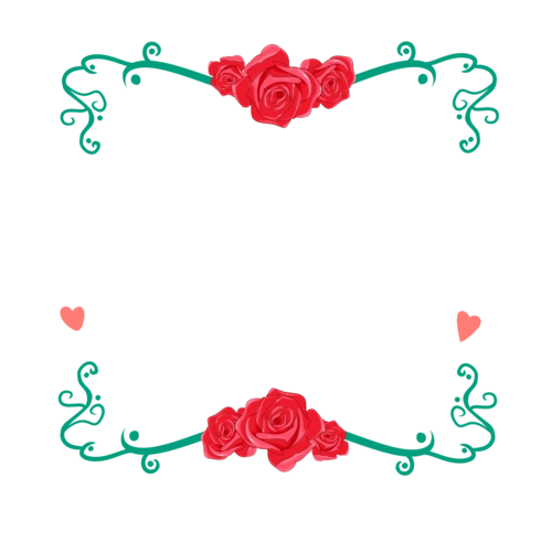 红色玫瑰花边框插画图片