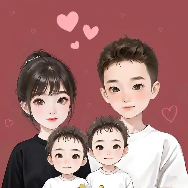 亲子头像93一家四口双胞胎儿子头像来哦