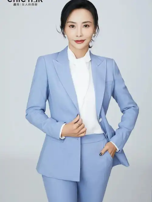 浅蓝色套西by@chicher趣壳女士西服#女士西服  #明星同款  #西装