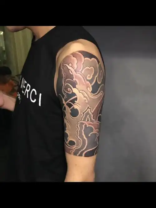 老传统黑灰半臂_纹身图案手稿图片_张龙的纹身作品集