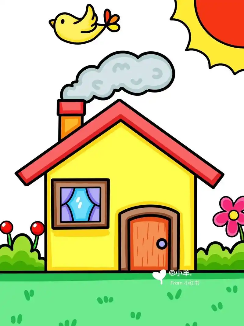 简单的小房子92儿童创意画 简笔画9615线稿 #创意美术儿童画