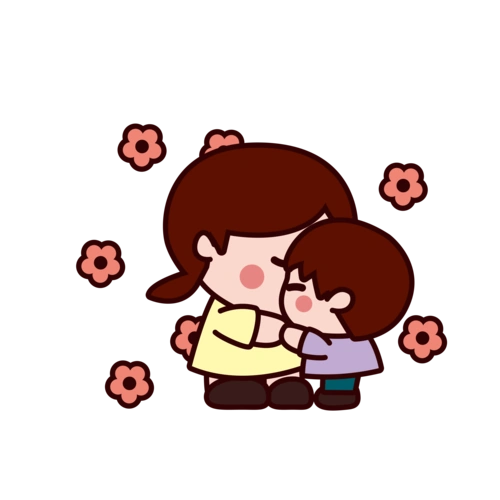 感恩节儿子亲吻妈妈矢量插画