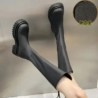 木季云mujiyun胖妹妹穿的靴子v口长筒靴粗腿新款春秋骑士靴胖mm大筒围