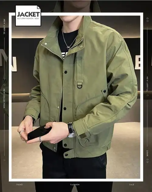 工装外套男春秋季2024新款潮早春秋款宽松休闲男士夹克上衣春季薄