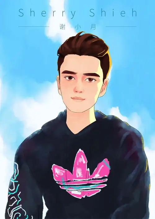 板绘水彩男生肖像画-客稿