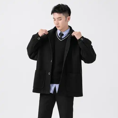 短风衣帅气男休闲外套宽松短款呢夹克秋冬b345-f102-p110