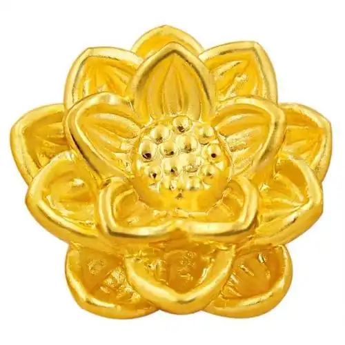 3d硬金纯金花朵黄金足金999莲花手绳转运珠吊坠编颈绳手串珠首饰