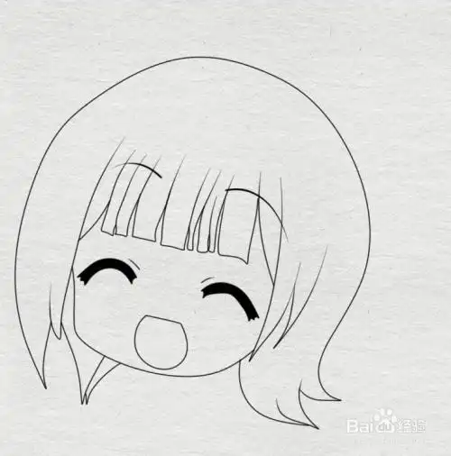 简笔画--q版开心大笑的小女孩