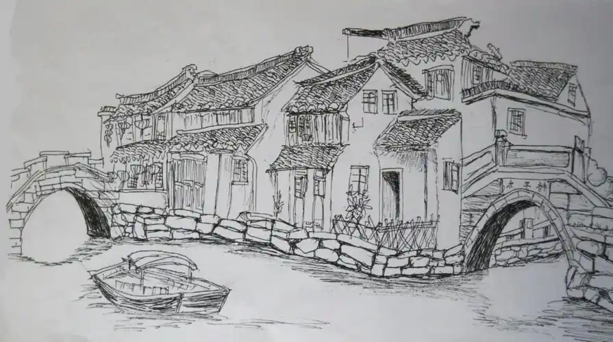 钢笔风景画