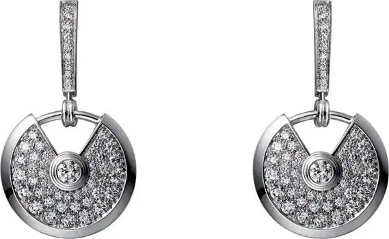 卡地亚护身符系列18k白金镶嵌钻石耳环价格 06144500