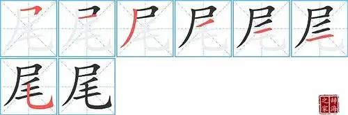 尾的笔顺_笔画_尾字怎么写_部首_笔划数查询