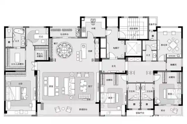 220㎡大平层户型告诉你什么是奢华