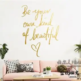 网红个性英文字母墙贴纸 ins风金色装饰卧室床头房间背景墙壁贴画