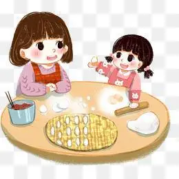 和妈妈一起包饺子简笔画