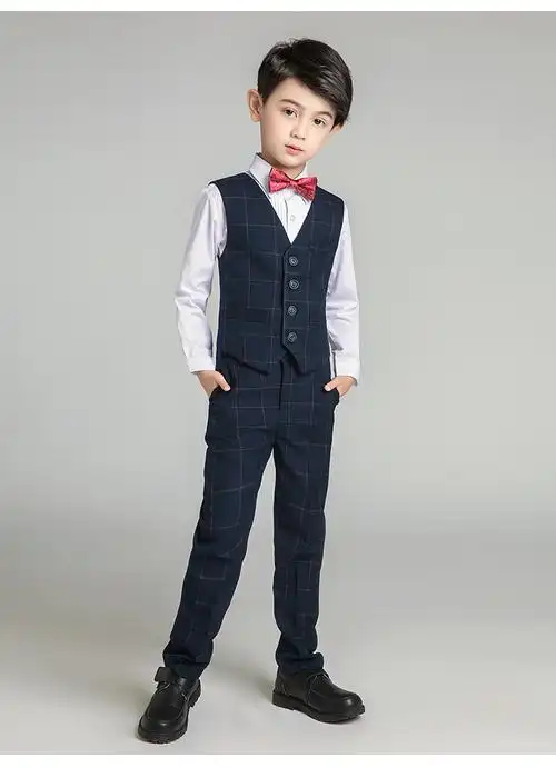 儿童西装马甲套装花童小男孩钢琴演出礼服中大西服