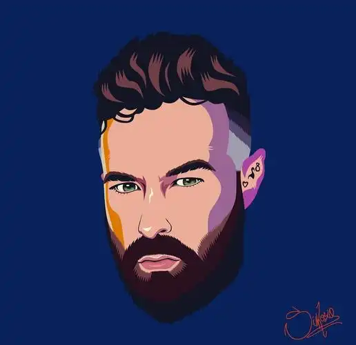 欧美发型师头像插画男