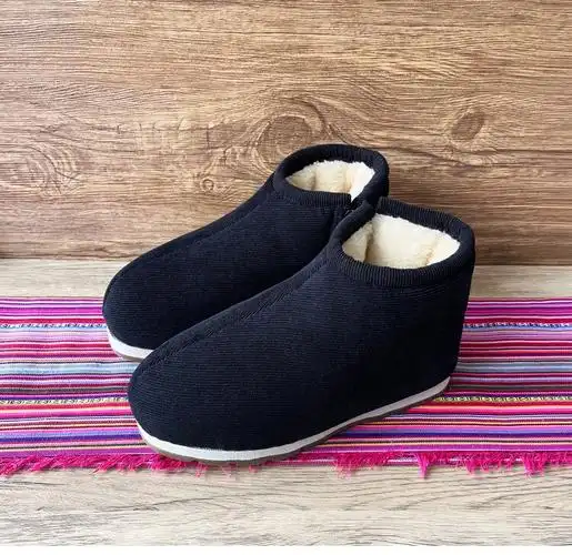 on)中老年棉鞋男士老北京冬季加绒老式手工布棉鞋高帮老人保暖鞋加厚