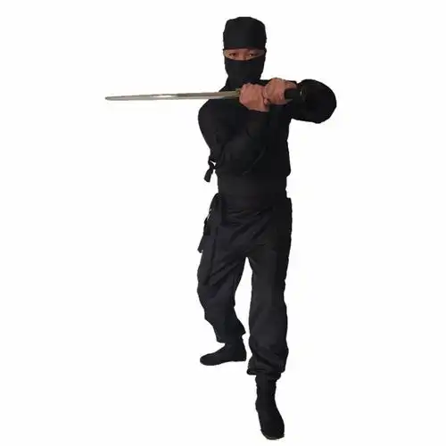 卡德迪古装蒙面服 刺客服夜行衣忍者男女黑衣人武侠盗贼勇士演出服