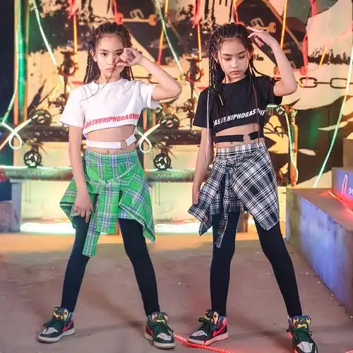 女童嘻哈hiphop街舞演出服套装少儿jazz爵士舞表演服中大童潮牌