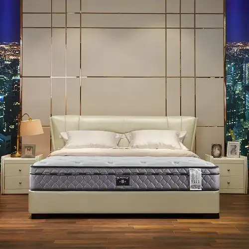 雅兰真皮床头层牛皮1.8米双人皮艺床 简约现代卧室家具伊丽莎白