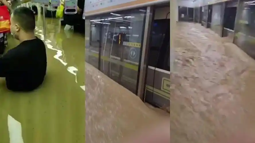 河南暴雨|消防员解救郑州地铁内被困人员