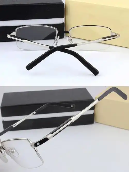 新款经典商务半框近视眼镜架男大脸眼镜框帅气百搭金色平光镜 金色