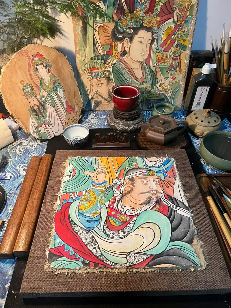 泥板壁画临摹 永乐宫壁画黑煞将军