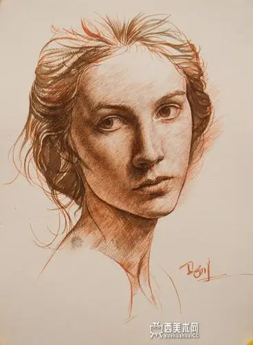 卫列人物肖像素描,彩铅画欣赏_西西美术网