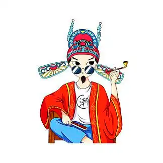 国潮手绘祥云龙凤插画图案54221308国漫戏曲头像撞色矢量元素国漫戏曲